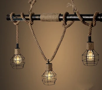  Северноамерикански вид на селското водопровод веревочная лампа за таван на магазин за дрехи ресторант промишленост вятър окачен лампа желязна тръба
